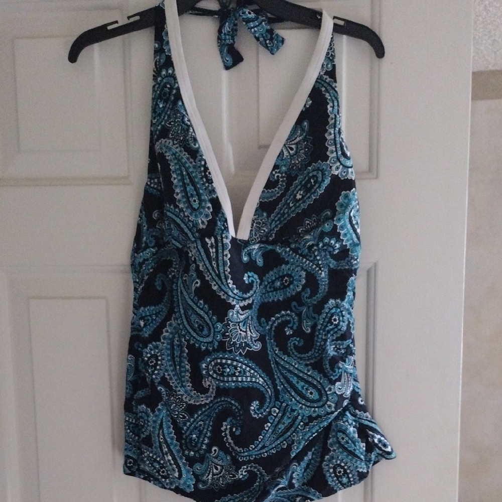 Paisley Halter Top - Blue and Black